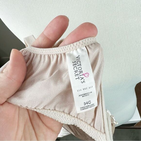 Victorias Secret Satin Second Skin Bra Vintage 90s Taupe 34C Push Up - Picture 5 of 8
